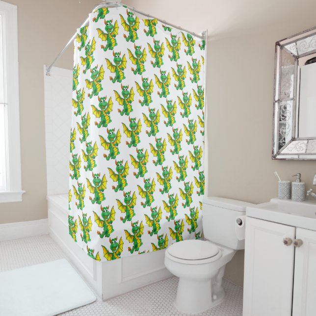 Dragons Children's Shower Curtain (In Situ)