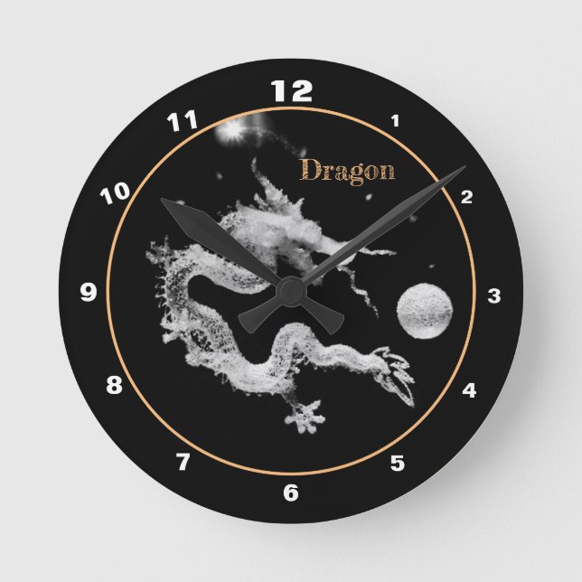 Dragons & Crystal Dragon Lore /Birth of the Dragon Round Clock (Front)