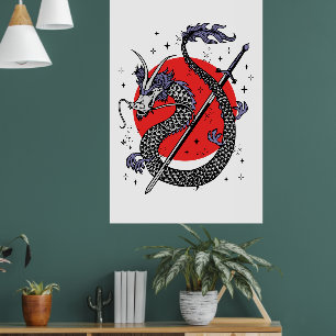 Dragon's Defiance: A Majestic Chinese Artwork Poster
