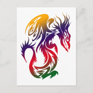 Dragons Dragon Tattoo Style Artwork Colourful Postcard