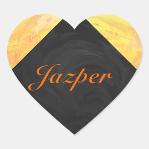 Dragons Eye Orange and Black Monogram Heart Sticker