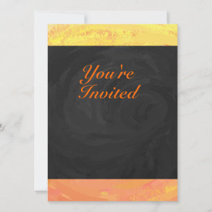 Dragons Eye Orange and Black Monogram Invitation