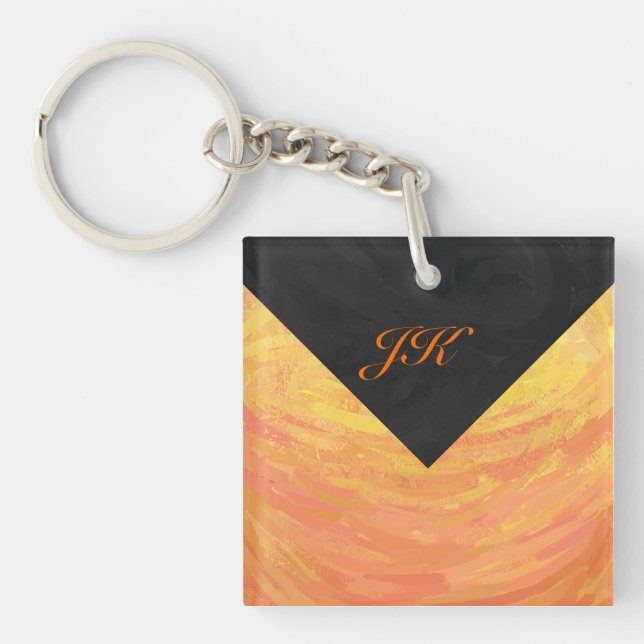 Dragons Eye Orange and Black Monogram Key Ring (Front)
