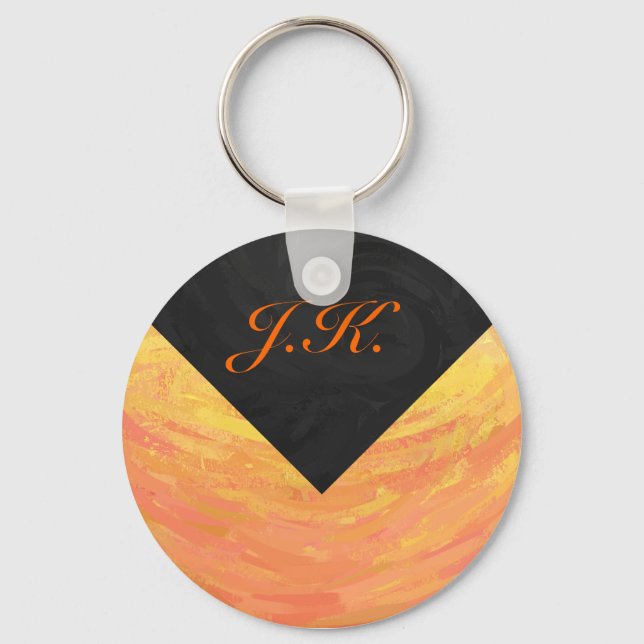Dragons Eye Orange and Black Monogram Key Ring (Front)