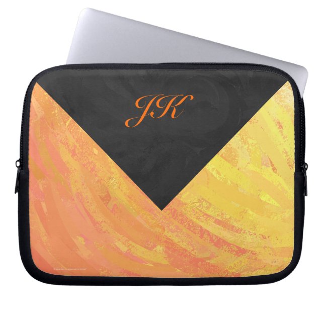 Dragons Eye Orange and Black Monogram Laptop Sleeve (Front)