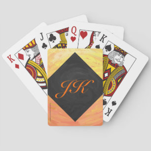 Dragons Eye Orange and Black Monogram Playing Cards