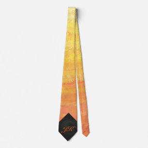 Dragons Eye Orange and Black Monogram Tie