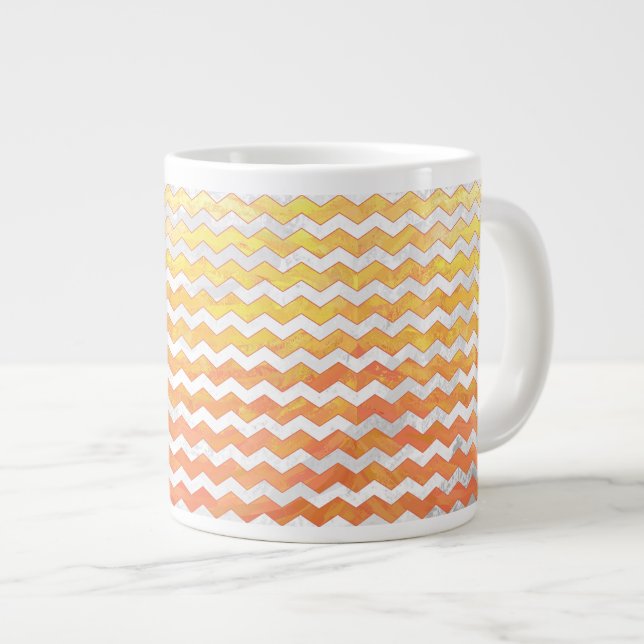 Dragons Eye Orange Chevron Pattern Large Coffee Mug (Front Right)