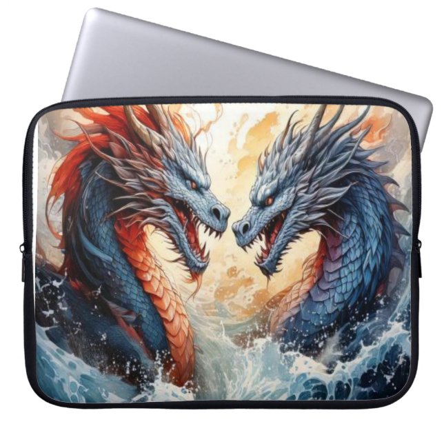 Dragons' fight laptop sleeve (Front)