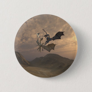 Dragons Fighting in a Mountain Landscape 6 Cm Round Badge