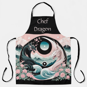 Dragons Floral Mountain Pink Sage Teal Apron