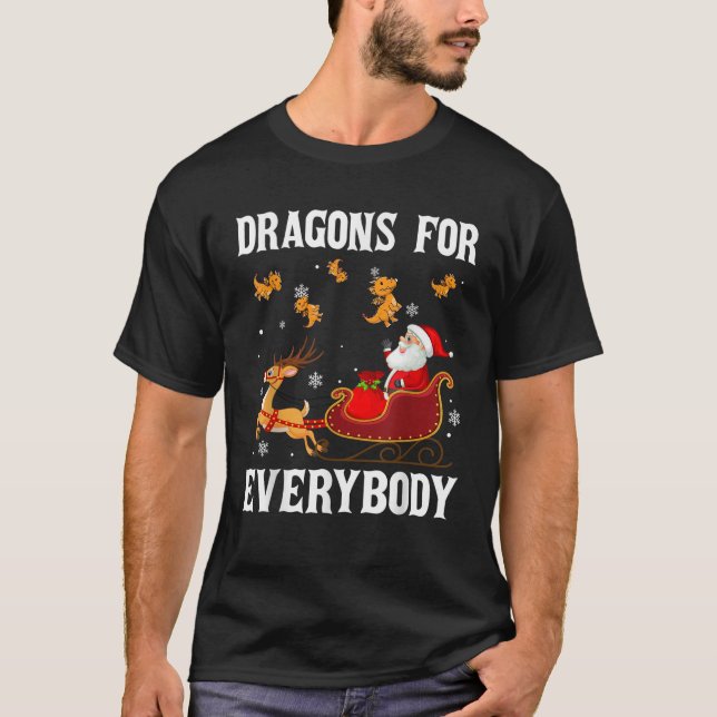 Dragons For Everybody Christmas Santa Claus Dragon T-Shirt (Front)