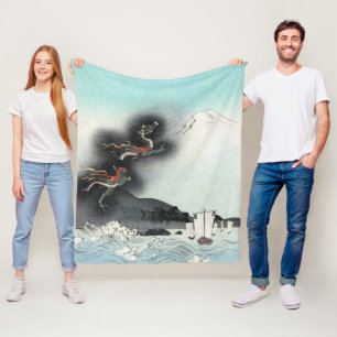 Dragon's Fury Sea Battle for Mount Fuji, Japan Fleece Blanket