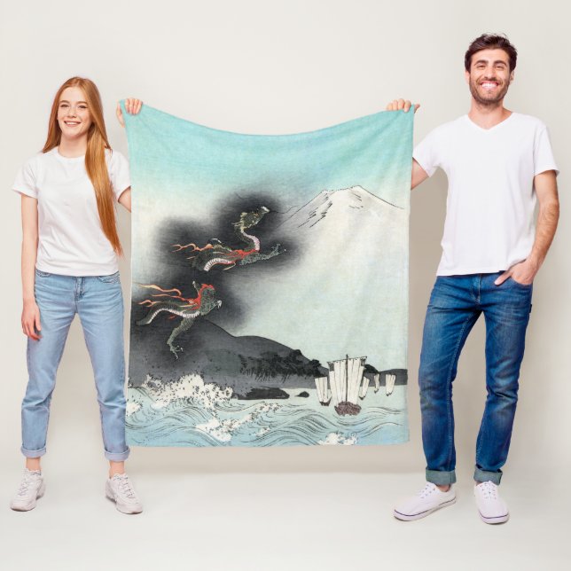Dragon's Fury Sea Battle for Mount Fuji, Japan Fleece Blanket (In Situ)