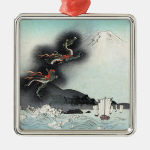Dragon's Fury Sea Battle for Mount Fuji, Japan Metal Tree Decoration