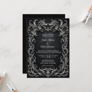 Dragons Gothic Halloween Wedding Invitation