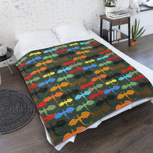 Dragons Green Flight Fantasy Fleece Blanket (Creator Uploaded)