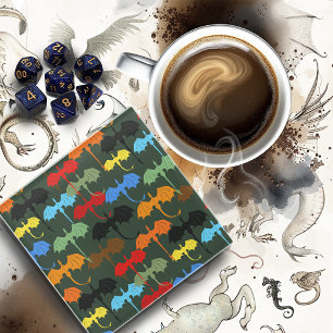 Dragons Green Flight Fantasy Glass Coaster