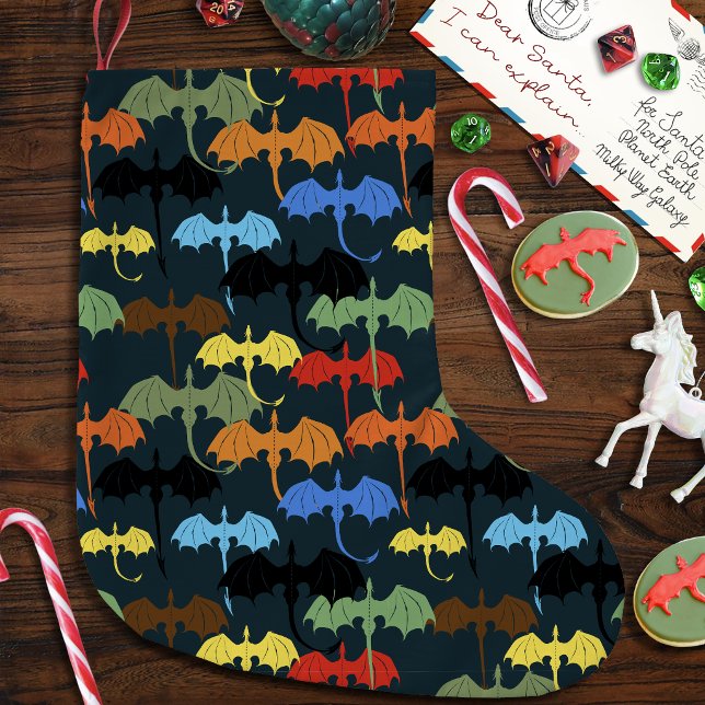 Dragons Green Flight Fantasy Large Christmas Stocking (Creator Uploaded)