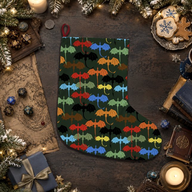 Dragons Green Flight Fantasy Large Christmas Stocking (Creator Uploaded)