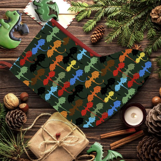 Dragons Green Flight Fantasy Large Christmas Stocking (Creator Uploaded)