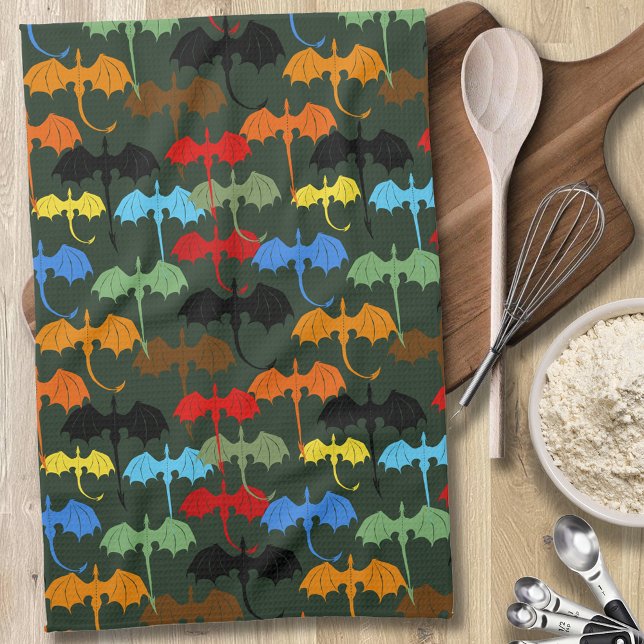 Dragons Green Flight Fantasy Tea Towel (Creator Uploaded)