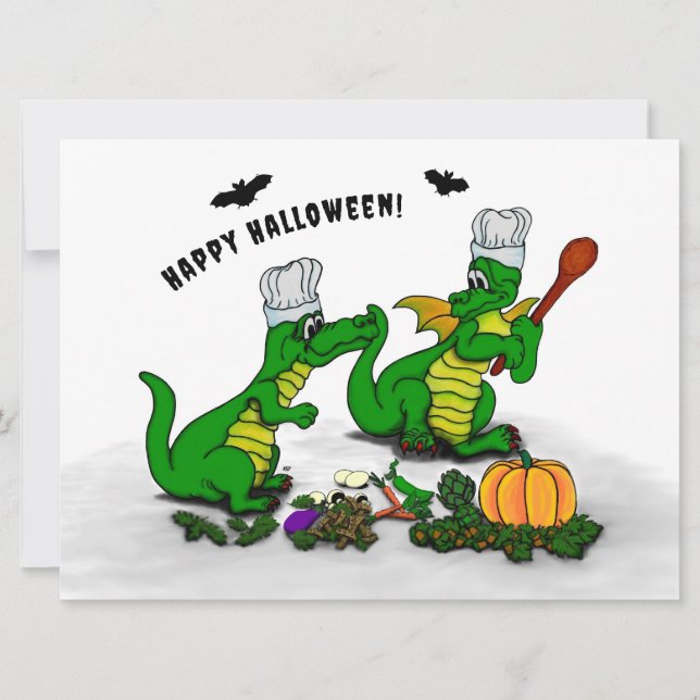 Dragons - Happy Halloween ! Today I will cook Holiday Card (Front)
