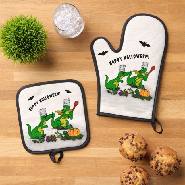 Dragons - Happy Halloween ! Today I will cook Oven Mitt & Pot Holder Set (Top Down)