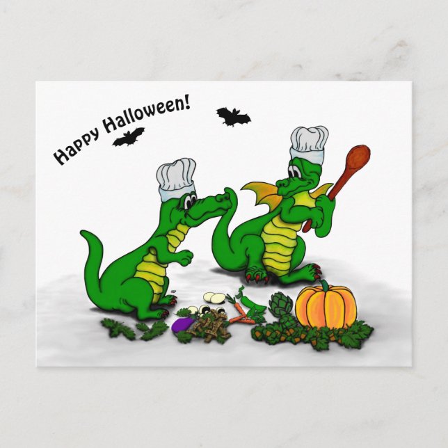 Dragons - Happy Halloween ! Today I will cook Postcard (Front)