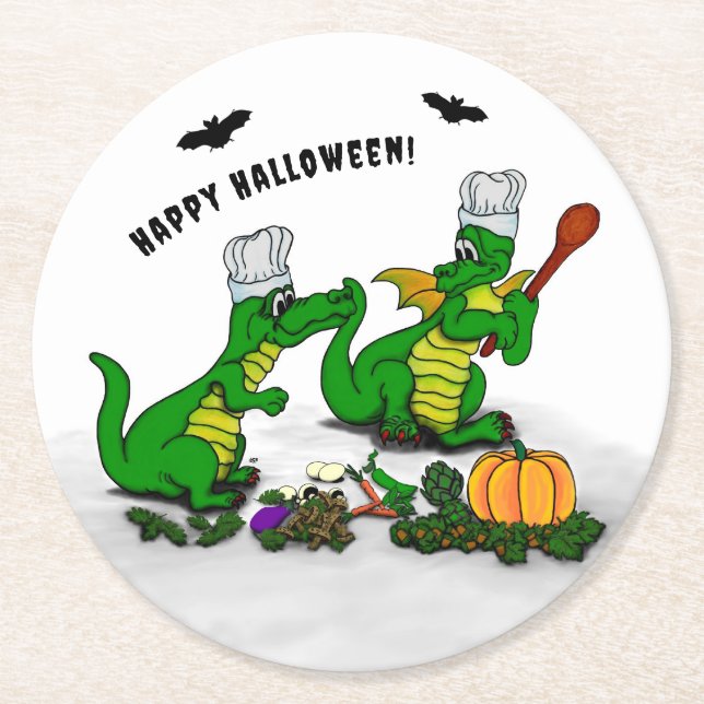 Dragons - Happy Halloween ! Today I will cook Round Paper Coaster (Front)