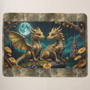 Dragon's in the moonlight sherpa blanket