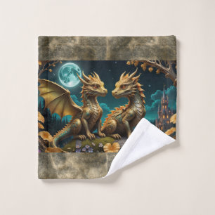 Dragon's in the moonlight wash cloth