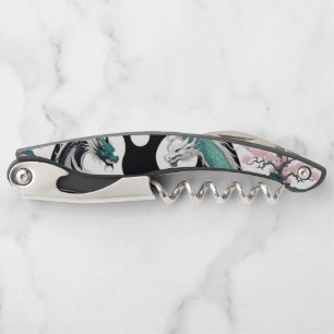 Dragons Jade Black white pink Floral Corkscrew