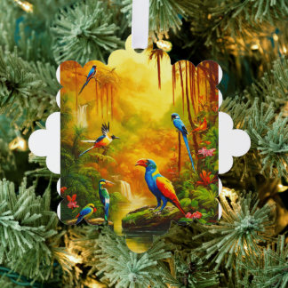 "Dragon's Jungle Symphony: Majestic Oil Painting" Tree Decoration Card
