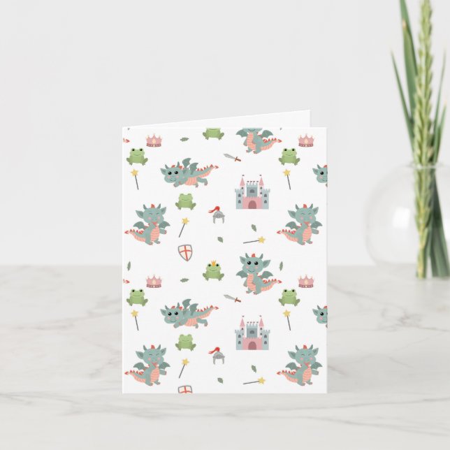 Dragons Knights Fairytale Mediaeval Castle Card (Front)