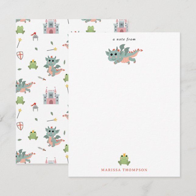 Dragons Knights Fairytale Mediaeval Castle Card (Front/Back)