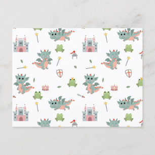 Dragons Knights Fairytale Mediaeval Castle Holiday Postcard