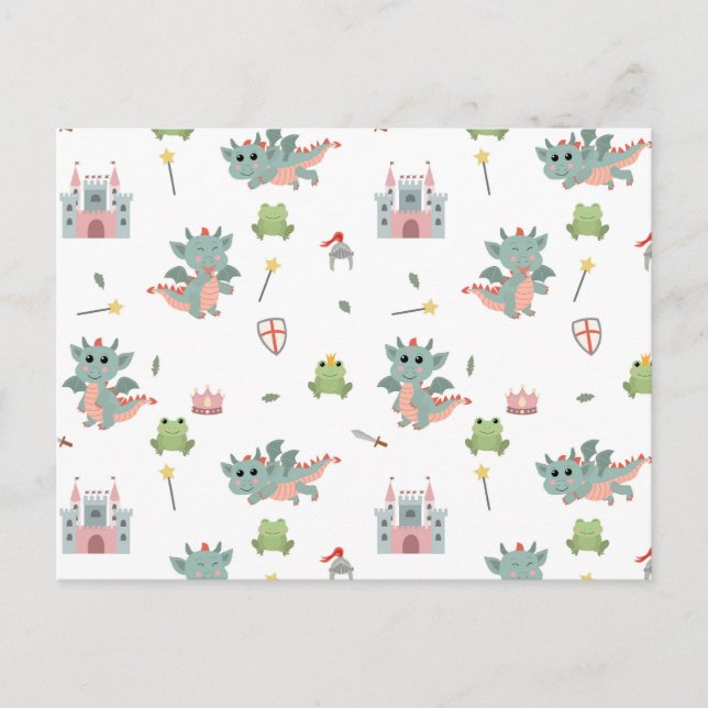 Dragons Knights Fairytale Mediaeval Castle Holiday Postcard (Front)