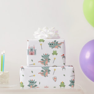 Dragons Knights Fairytale Mediaeval Castle Wrapping Paper