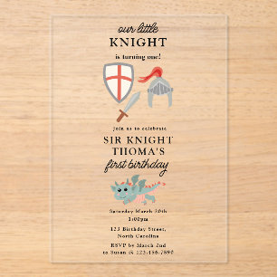 Dragons Knights Fairytale Medieval Castle Birthday Acrylic Invitations
