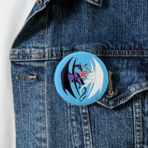 Dragons Love Heart Blue 3 Cm Round Badge