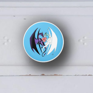 Dragons Love Heart Blue Ceramic Knob