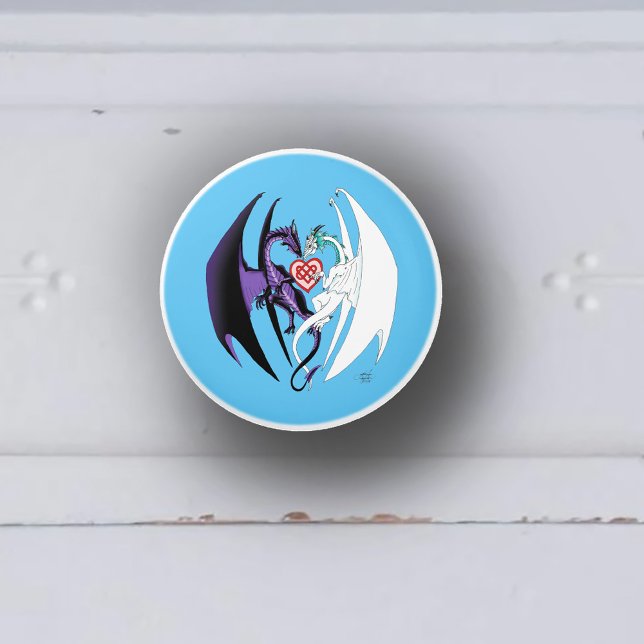 Dragons Love Heart Blue Ceramic Knob (Creator Uploaded)