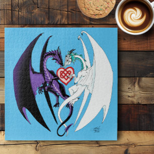 Dragons Love Heart Blue Jigsaw Puzzle