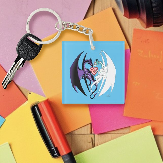 Dragons Love Heart Blue Key Ring (Creator Uploaded)
