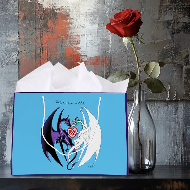 Dragons Love Heart Blue Large Gift Bag (Creator Uploaded)