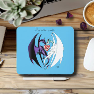 Dragons Love Heart Blue Mouse Mat