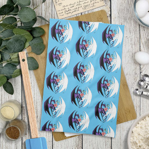 Dragons Love Heart Blue Tea Towel