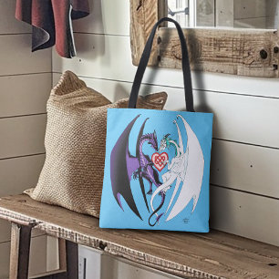 Dragons Love Heart Blue Tote Bag