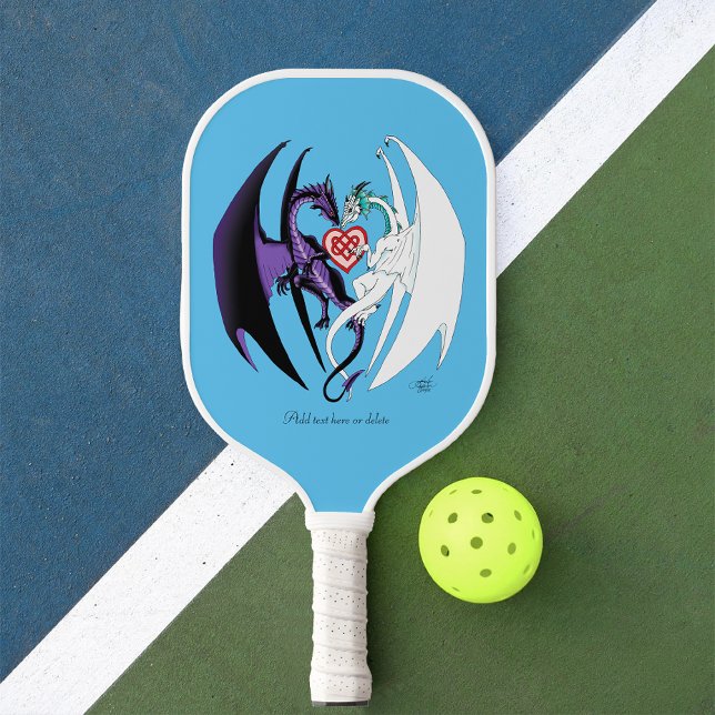 Dragons Love Hearts Blue Pickleball Paddle (Creator Uploaded)